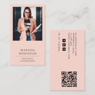 Cartão De Visita Código QR de Foto de Consultor de Negócios Moderno