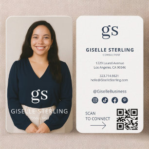 Cartão De Visita Código QR de Foto de Consultor Profissional