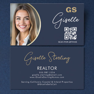 Cartão De Visita Código QR de Foto de Corretor de Imóveis de Luxo A