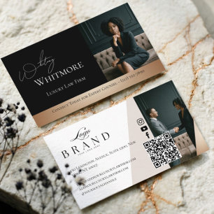 Cartão De Visita Código QR de Foto de Escritório de Advocacia Luxuo