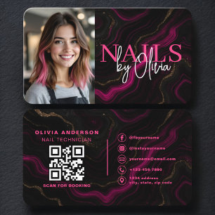 Cartão De Visita Código QR de Foto de Especialista em Unhas