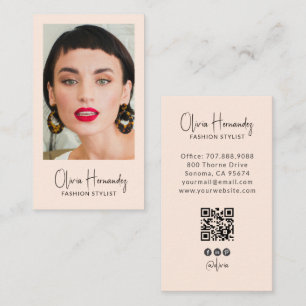 Cartão De Visita Código QR de Foto de Estilista de Moda Moderna