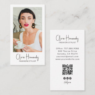 Cartão De Visita Código QR de Foto de Estilista de Moda Moderna