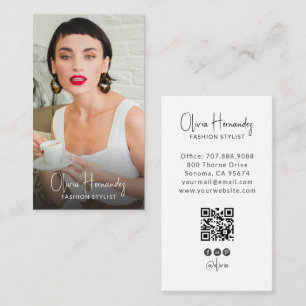 Cartão De Visita Código QR de Foto de Estilista de Moda Moderna