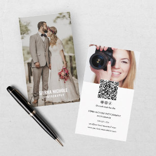 Cartão De Visita Código QR de Foto de Fotografia Moderna