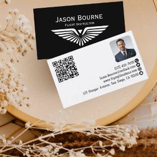 Cartão De Visita Código QR de Foto de Funcionário Profissional Pilo