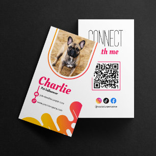 Cartão De Visita Código QR de Foto de Influenciador de Pet Cachorro