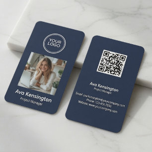 Cartão De Visita Código QR de Foto de Logotipo Personalizado