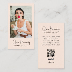 Cartão De Visita Código QR de Foto de Maquiador Moderno
