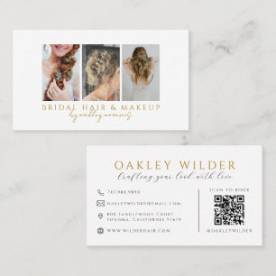 Cartão De Visita Código QR de Foto de Maquiagem de Cabelo