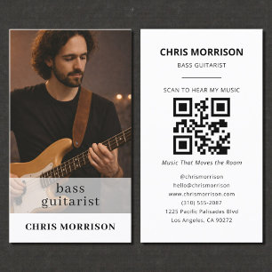 Cartão De Visita Código QR de foto de músico baixista