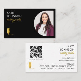 Cartão De Visita Código QR de Foto de Notário Público Móvel Dourado