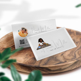 Cartão De Visita Código QR de Foto de Podcast Ilustrado Moderno