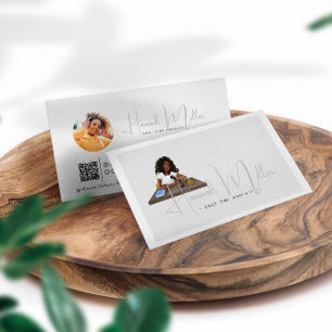 Cartão De Visita Código QR de Foto de Podcast Ilustrado Moderno