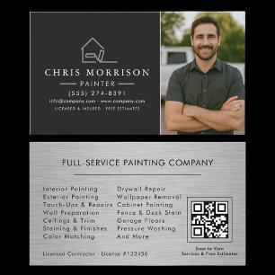 Cartão De Visita Código QR de Foto de Serviço de Pintura Profission