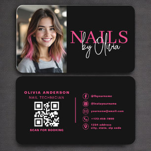 Cartão De Visita Código QR de Foto de Técnico de Unhas