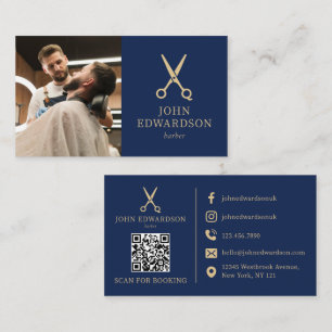 Cartão De Visita Código QR de Foto de Tesoura de Barbeiro de Luxo A