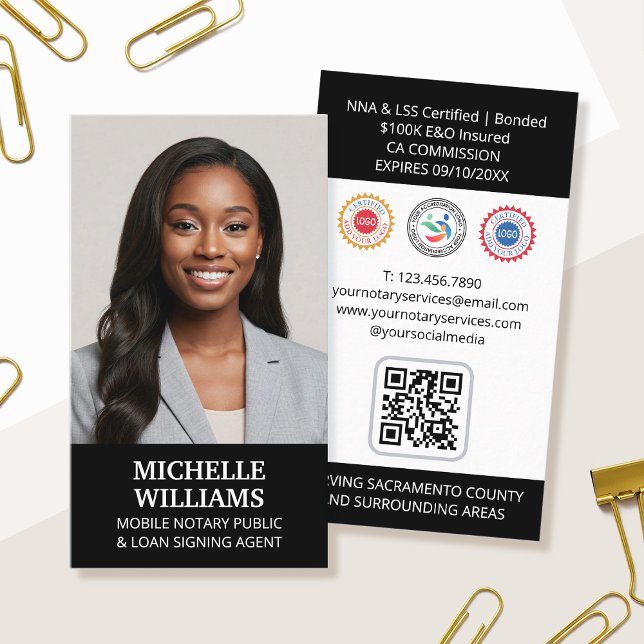 Cartão De Visita Código QR de Foto do Agente de Assinatura Pública  (Criador carregado)