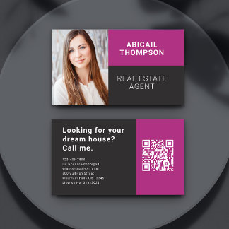 Cartão De Visita Código QR de Foto do Agente Imobiliário