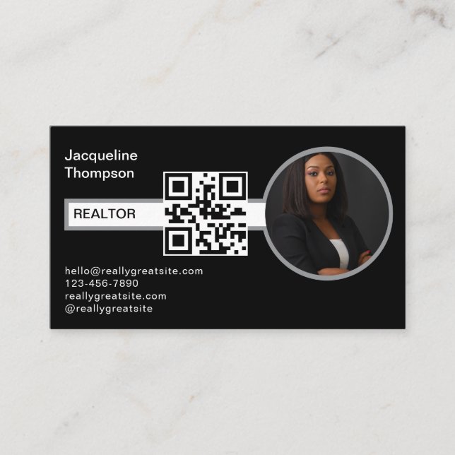 Cartão De Visita Código QR de Foto do Agente Imobiliário do Realtor (Frente)