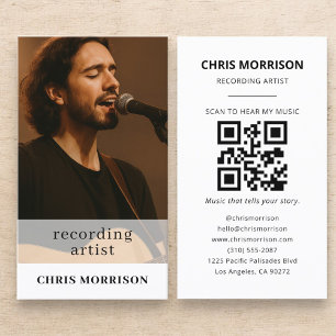 Cartão De Visita Código QR de Foto do Artista de Gravação