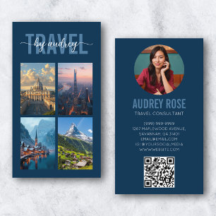 Cartão De Visita Código Qr de Foto do Consultor de Agência de Viage