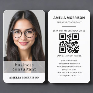 Cartão De Visita Código QR de foto do consultor de negócios