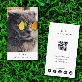 Cartão De Visita Código QR de Foto do Influenciador de Pet Moderno