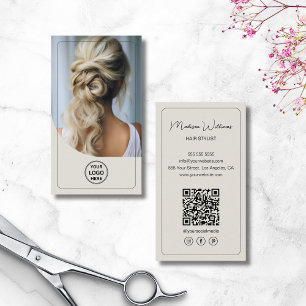Cartão De Visita Código QR de foto do logotipo personalizado da lis
