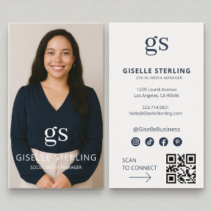 Cartão De Visita Código QR de Foto do Social Media Manager para Míd