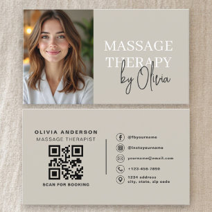 Cartão De Visita Código QR de Foto do Terapeuta de Massagem