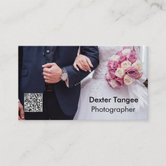 Cartão De Visita Código QR de Foto Editável