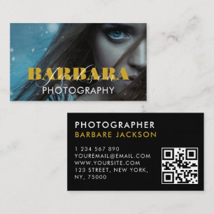 Cartão De Visita Código QR de Foto Fotografia de preto
