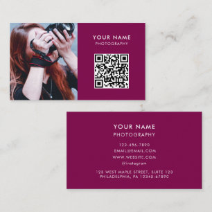 Cartão De Visita Código QR de foto, fotografia fotográfica