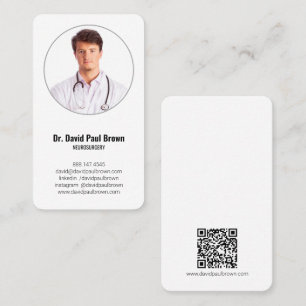 Cartão De Visita Código QR de Foto Médica Mínima Vertical Médica