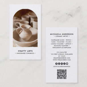 Cartão De Visita Código QR de Foto Mínimo do Arco Boho Moderno e So