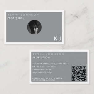 Cartão De Visita Código QR de foto moderno minimalista profissional