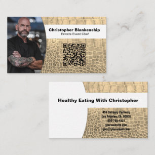 Cartão De Visita Código QR de Foto Personalizada com Textura de Pel
