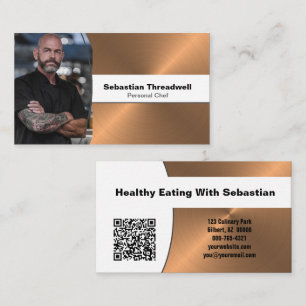 Cartão De Visita Código QR de Foto Personalizada de Cobre Bruto de