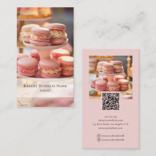 Cartão De Visita Código QR de Foto Personalizada de Padaria Rosa