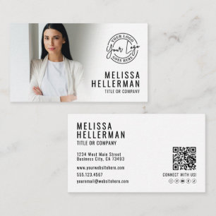 Cartão De Visita Código QR de Foto Profissional Empresa Seu Logotip
