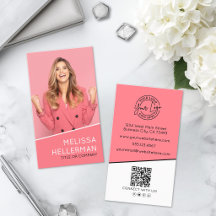 Código QR de Foto Profissional Logo Vertical Rosa