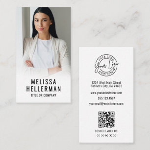 Cartão De Visita Código QR de Foto Profissional Logotipo da Empresa