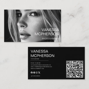 Cartão De Visita Código QR de Foto Profissional Minimalista Moderno