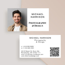 Cartão De Visita Código QR de Foto Profissional Moderno