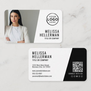 Cartão De Visita Código QR de Foto Profissional Seu Logotipo