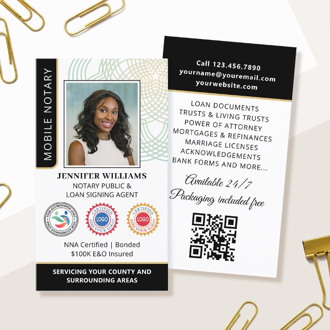 Cartão De Visita Código QR de Foto Pública de Acreditação Preto (Criador carregado)