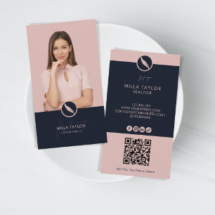 Cartão De Visita Código QR de Foto Pública Notícia Profissional Mod