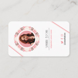 Cartão De Visita Código QR de Foto Rosa Mínimo Padrão