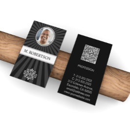 Cartão De Visita Código QR de Foto Simples Elegante Profissional